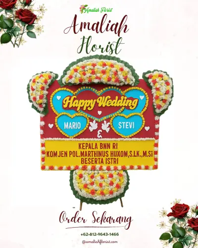 Karangan Papan Bunga Pernikahan di Pongangan